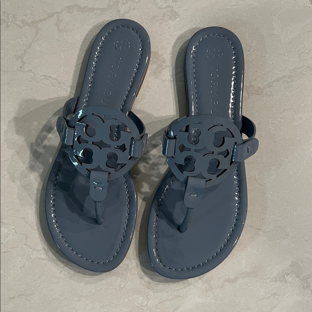 Tory Burch Miller Thong Sandal Size 7 Blue/grey - Picture 2 of 4